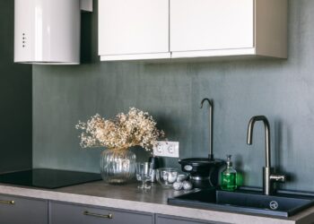 white grey kitchen room organization