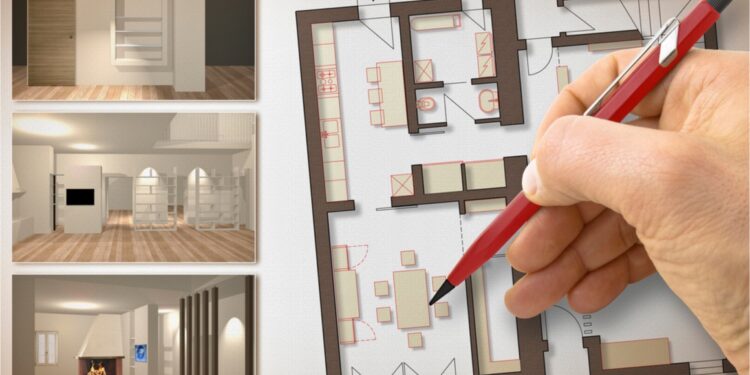 arhitect drawing an interior design