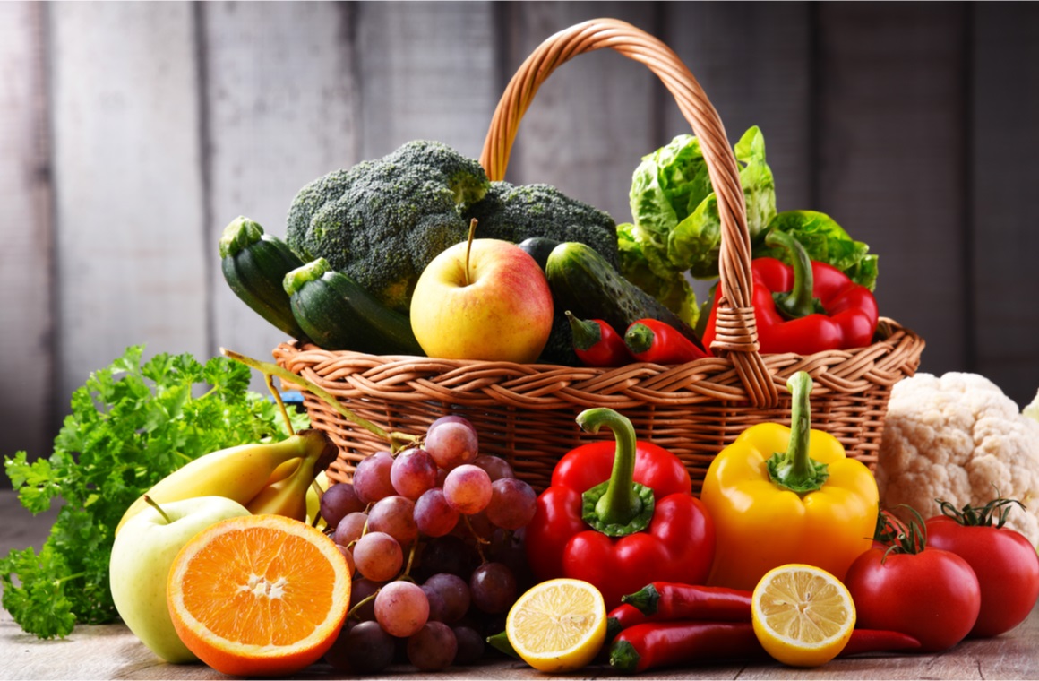 assorted organic vegetables and fruits