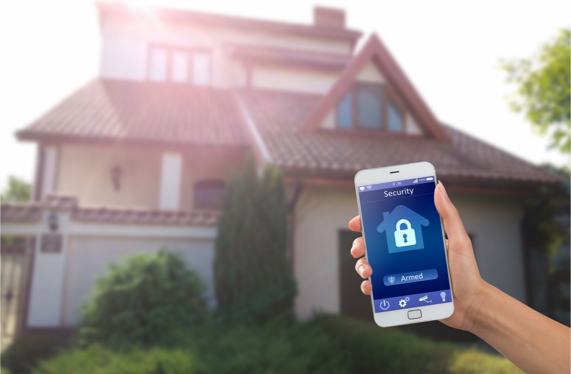 smartphone with home security app