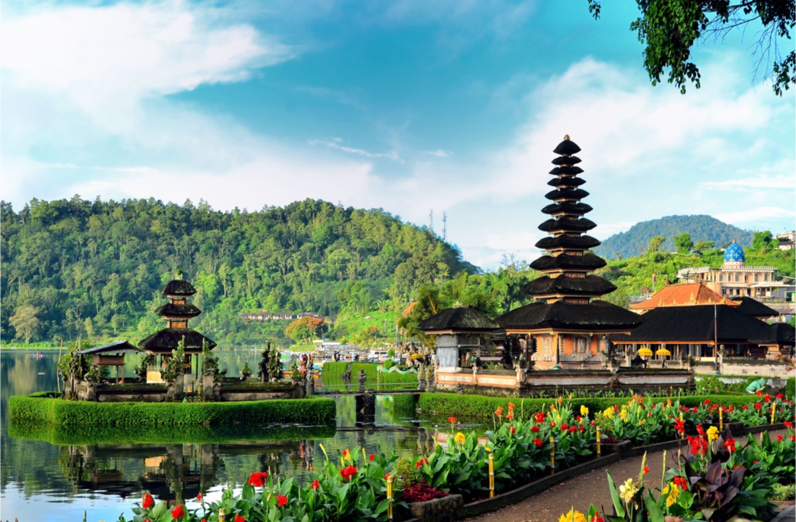 bali indonesia temple on the lake