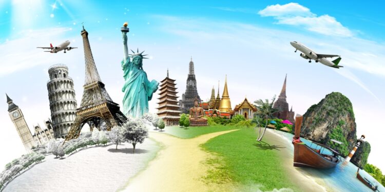 travel the world monuments concept