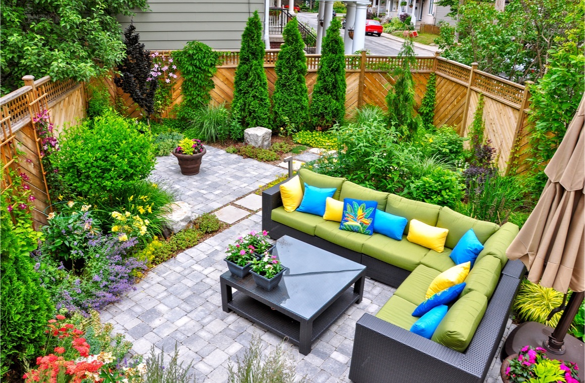 beautiful small urban backyard garden featuring