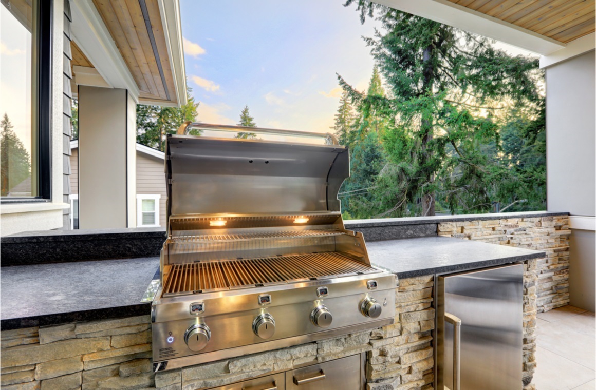 closeup view of opened barbecue grill