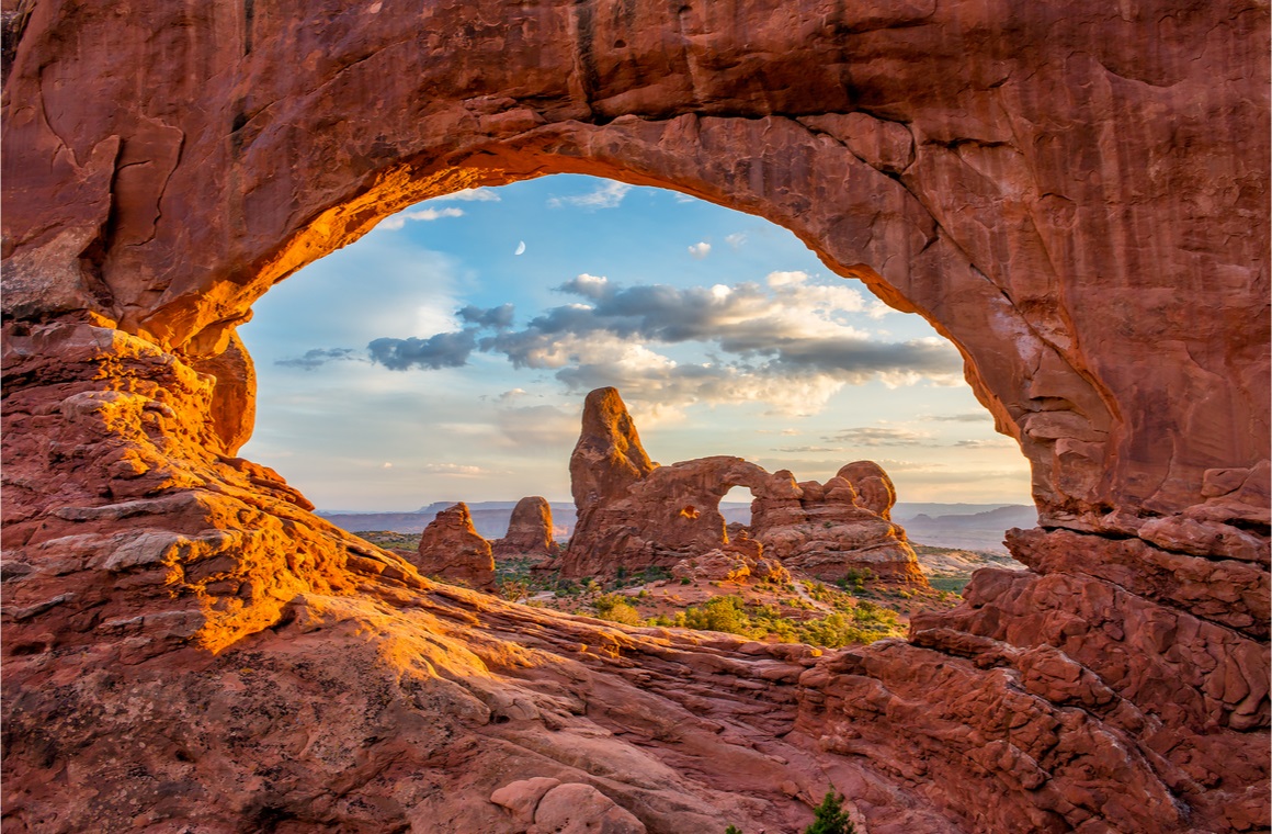 turret arch through the north window at arches national park
