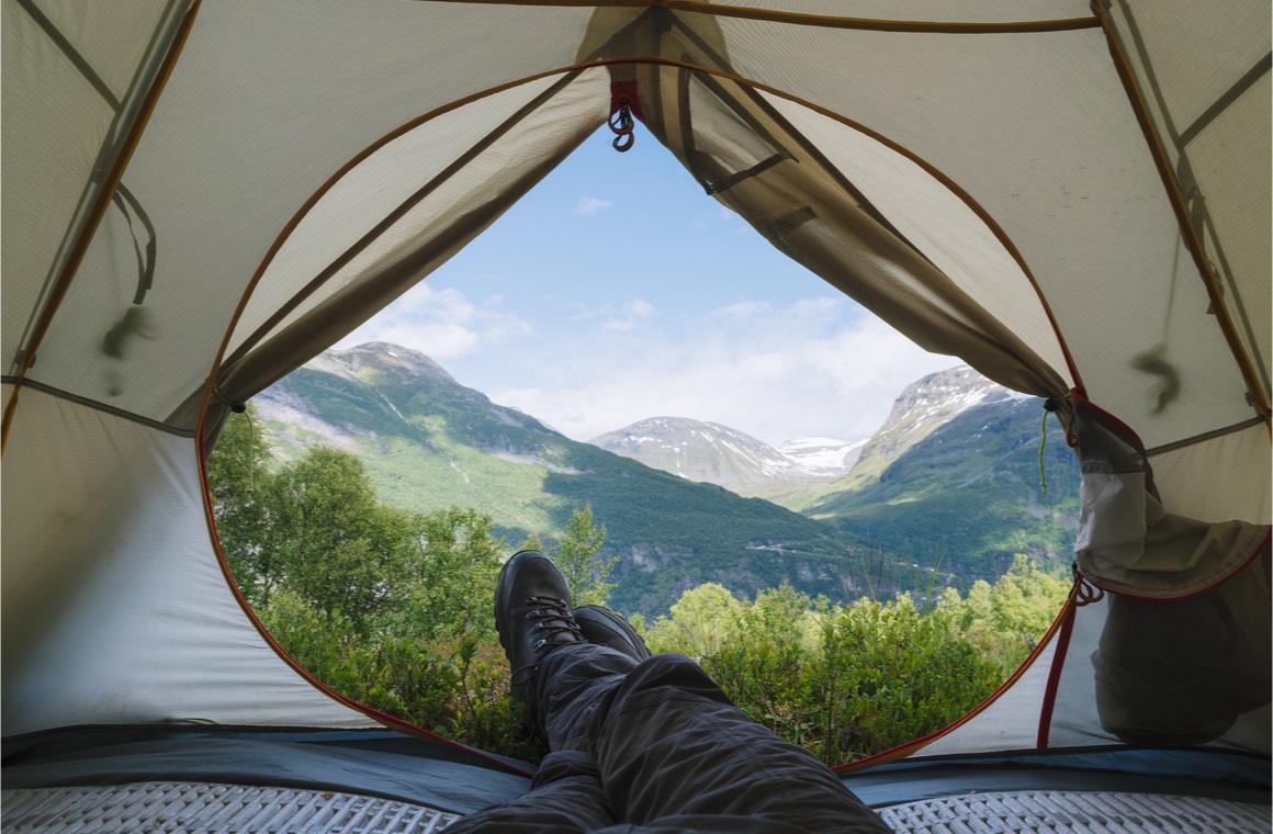 view from the tourist tent to the mountains