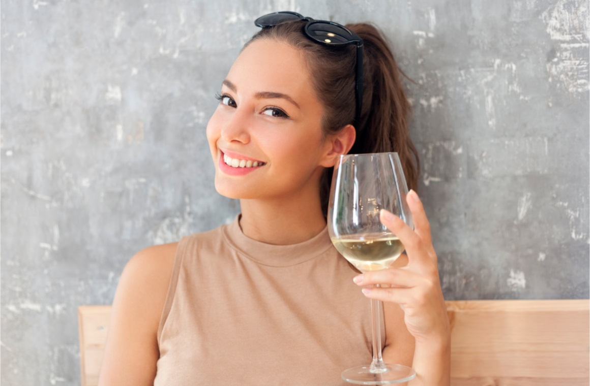 girl drinking wine