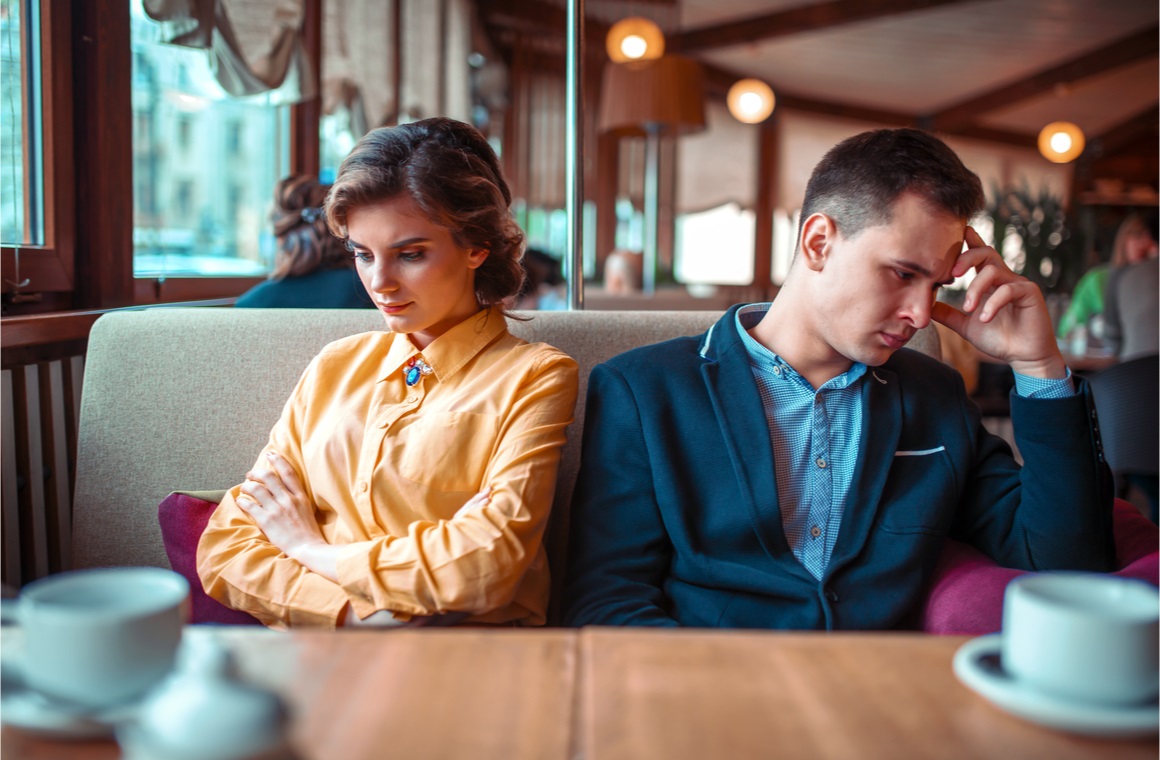 couple in a bad mood sitting