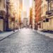 empty street at sunset time in soho manhattan