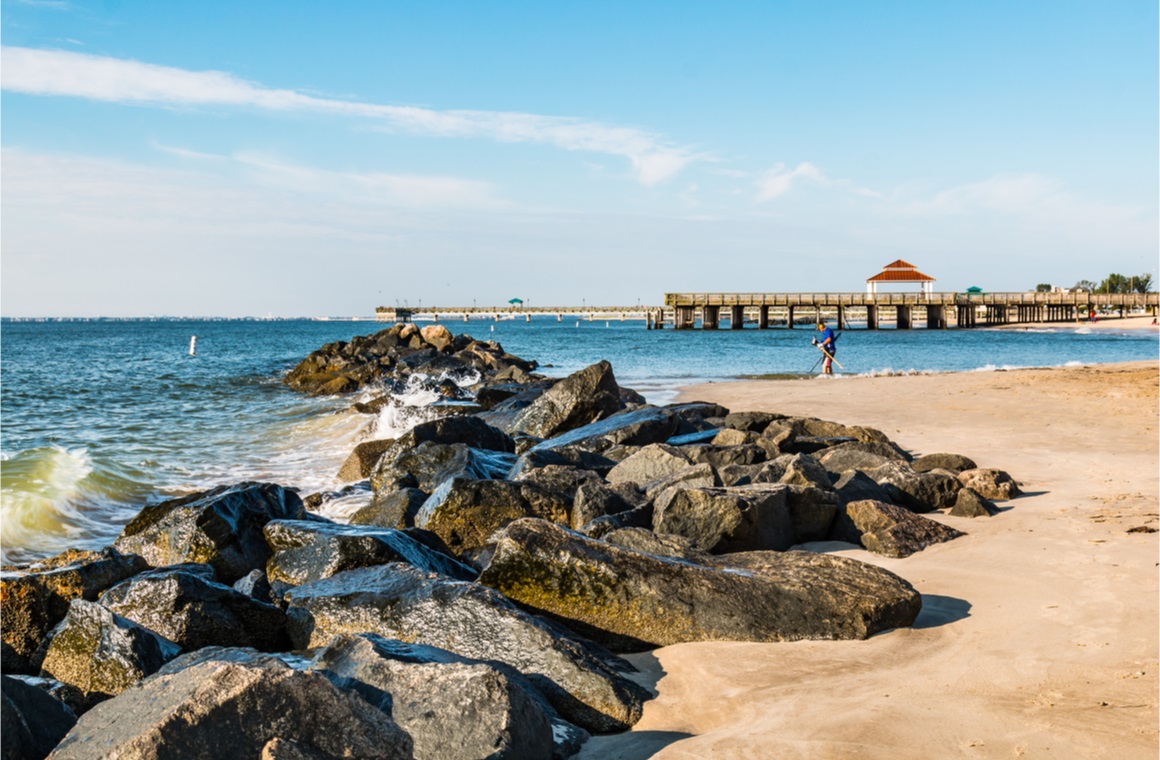 hampton virginia with the public viewing pier and fishing pier in the background