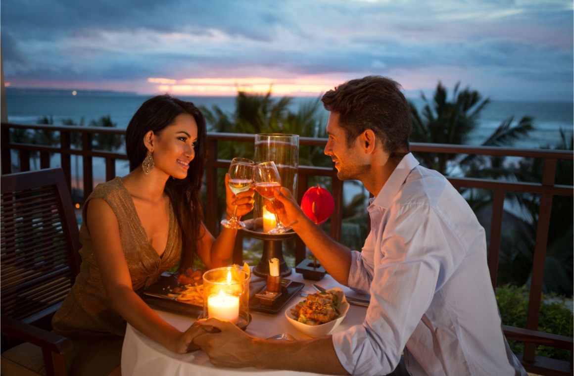 young couple enjoying a romantic dinner