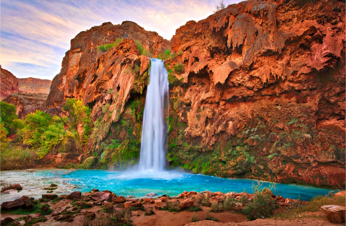 Beautiful cascade of crystal blue water