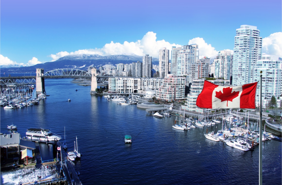 canadian flag front view false creek