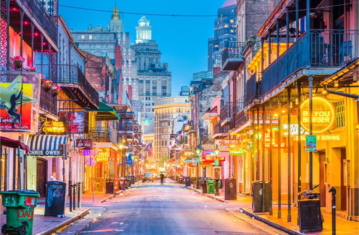 new orleans louisiana bourbon street in the early morning