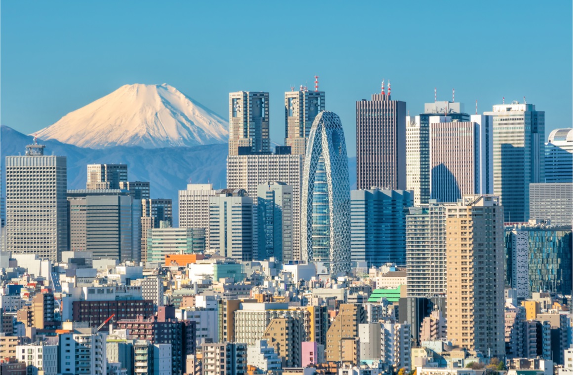 tokyo skyline mountain fuji japan