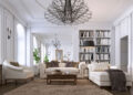 Luxury classic interior of living room and dining room