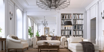 Luxury classic interior of living room and dining room