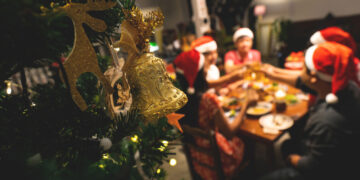 group of people have dinner christmas party