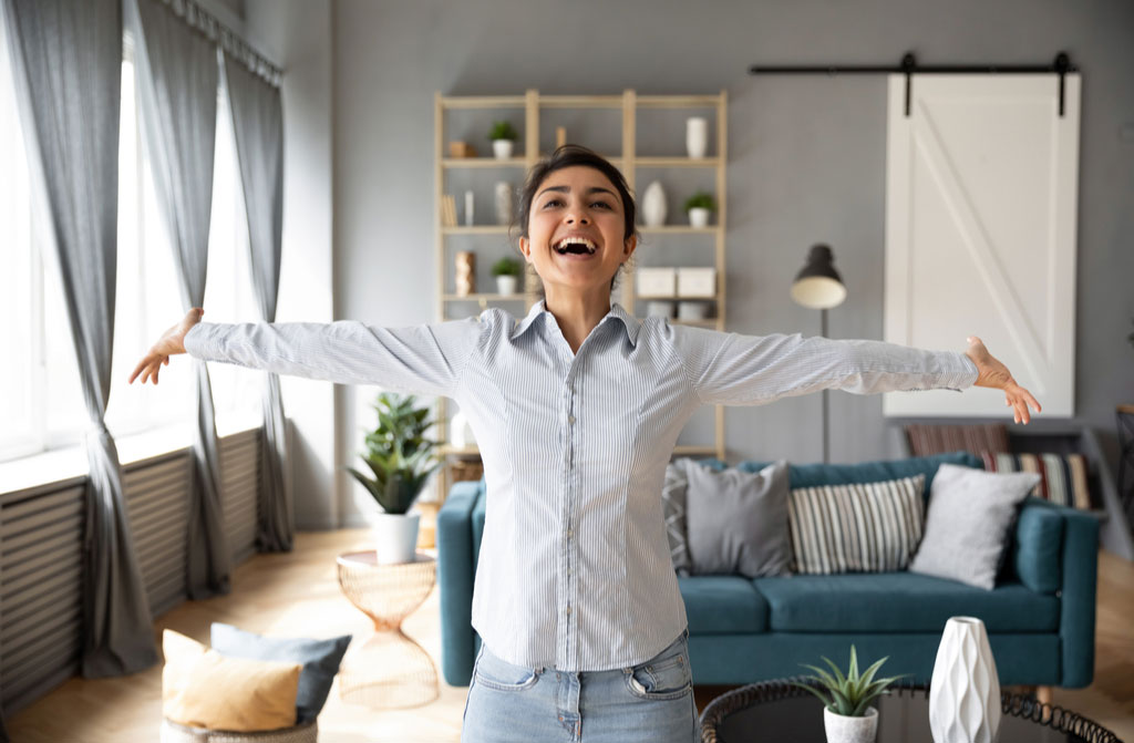 overjoyed yound indian woman