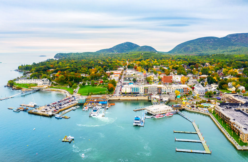 aerial view harbor maine port