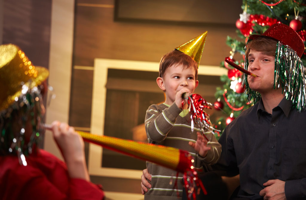 family celebrating new years eve