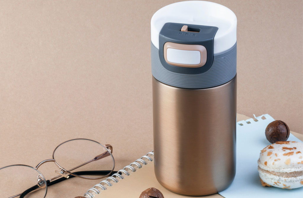 golden steel thermos coffee