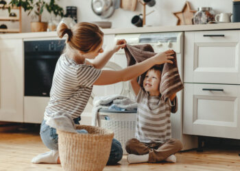 happy family mother housewife child son