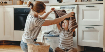 happy family mother housewife child son