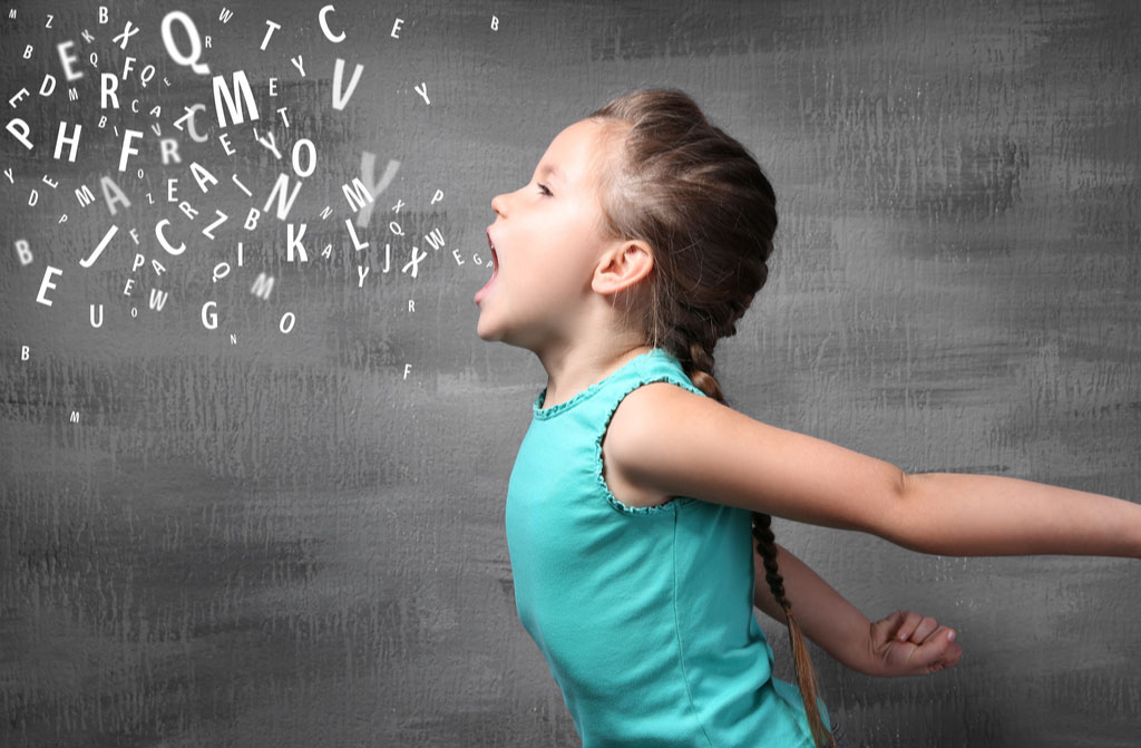 little girl letters on grunge background