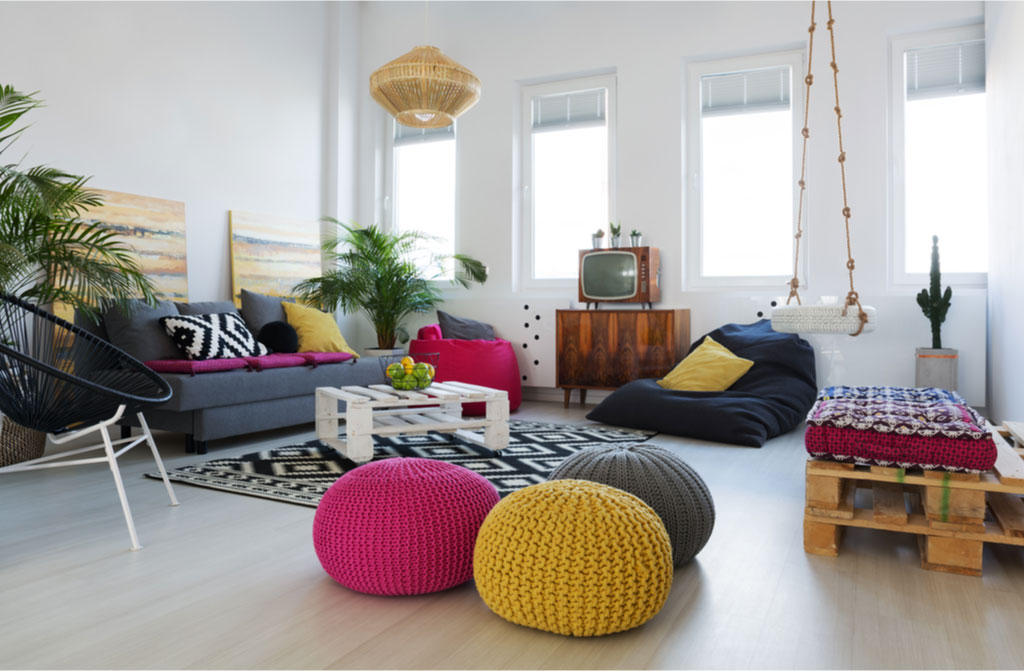 colorful trendy living room