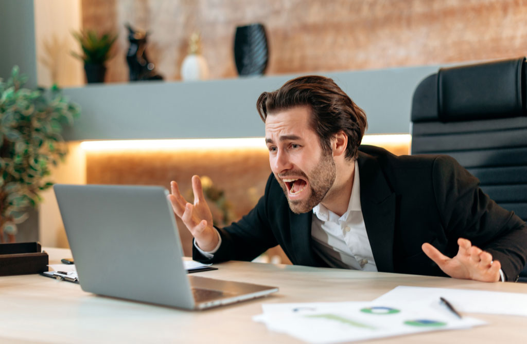 angry caucasian young business man