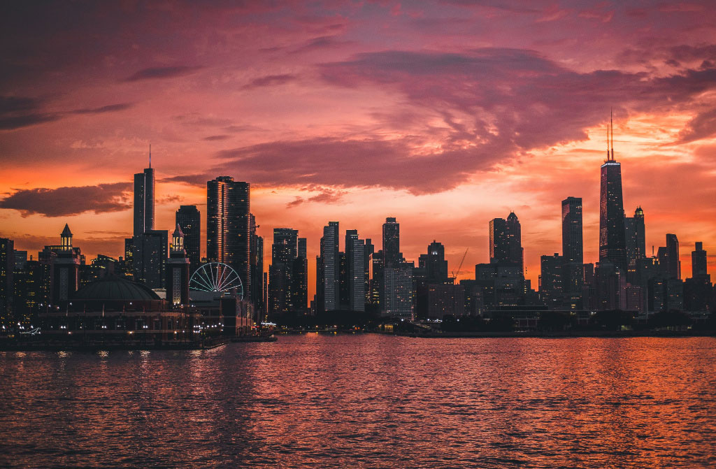 chicago sunset lake michigan