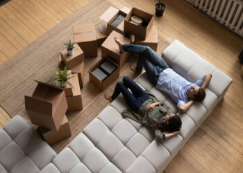 top view happy couple