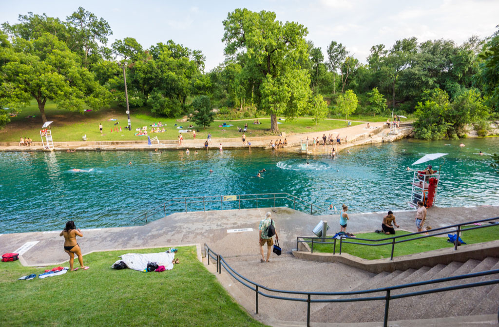 austin in july tourists swimmers