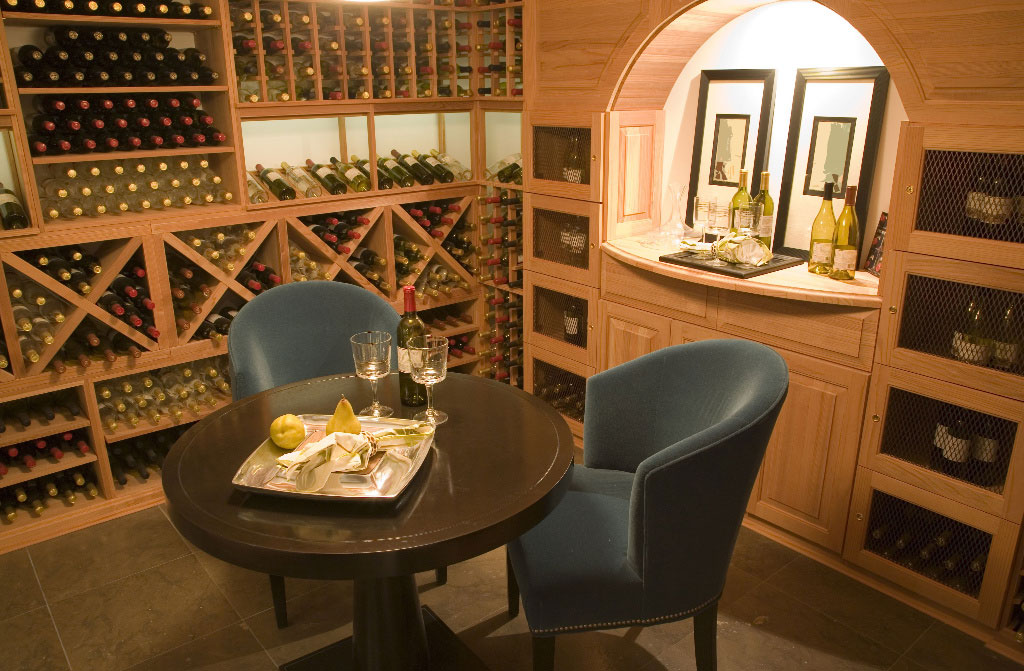 wine cellar seating for two