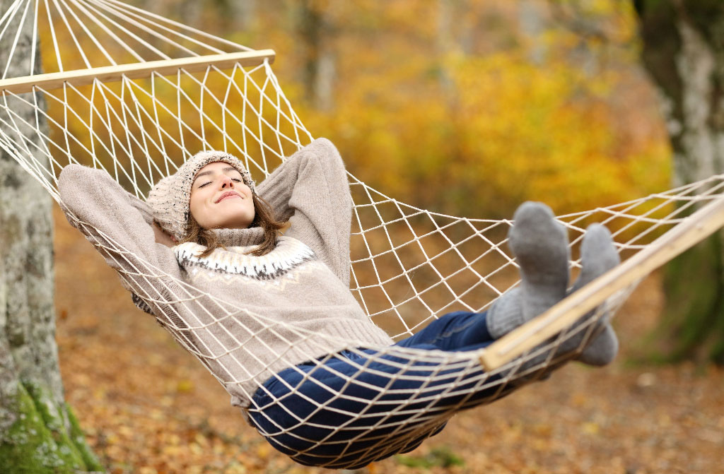 full body relaxing on autumn day