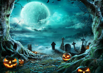 jack o lantern cemetery spooky night