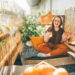 joyful woman clinks delicious
