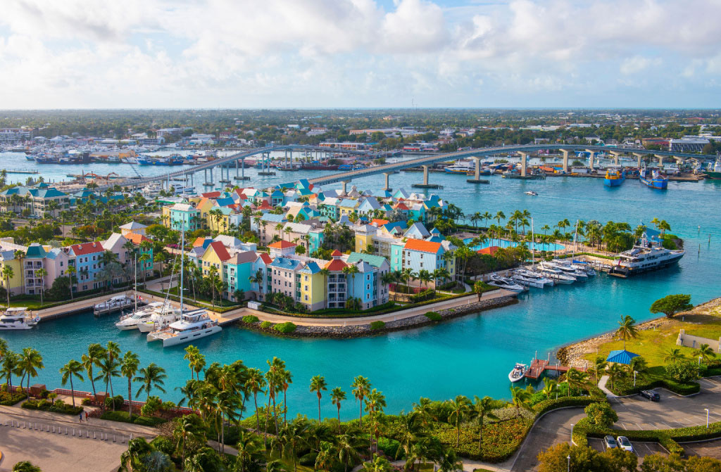 aerial view of nassau harbour