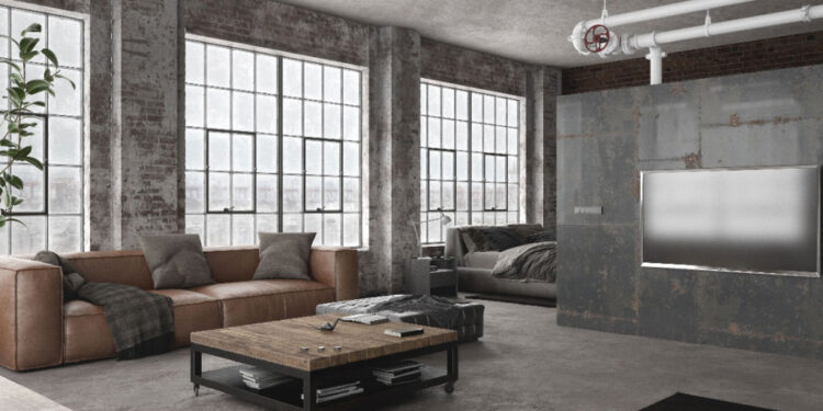 industrial styled modern open space