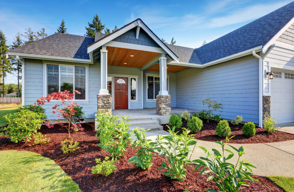 light blue house porch