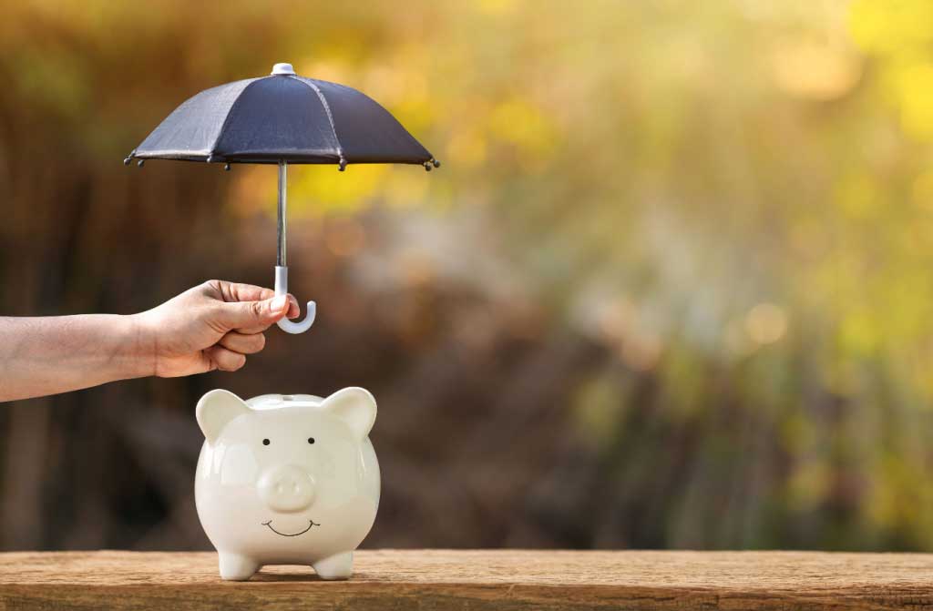 piggy bank woman umbrella