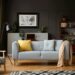 real photo grey sofa pillows standing