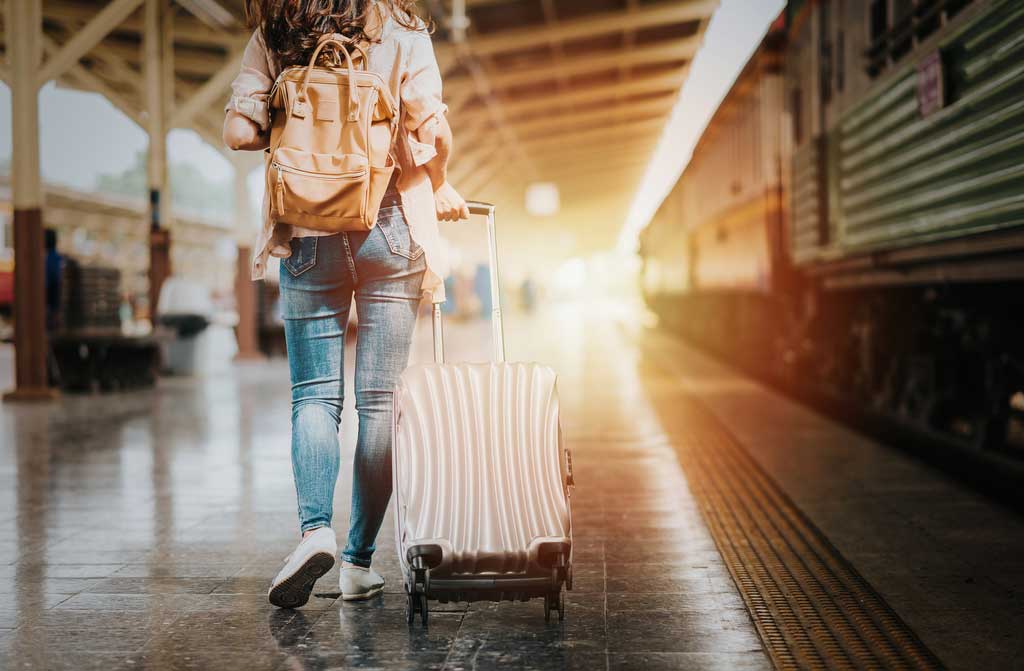 woman traveler tourist luggage