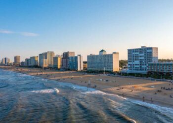 aerial view skyline virginia beach oceanfront