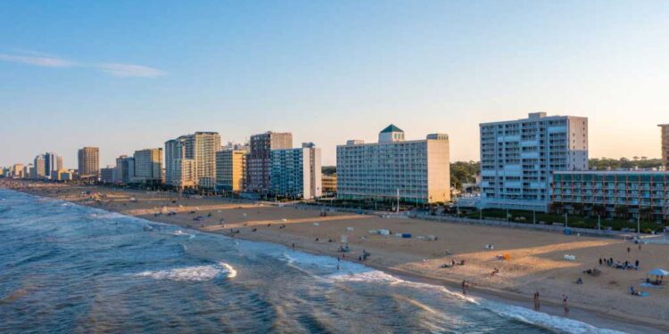 aerial view skyline virginia beach oceanfront
