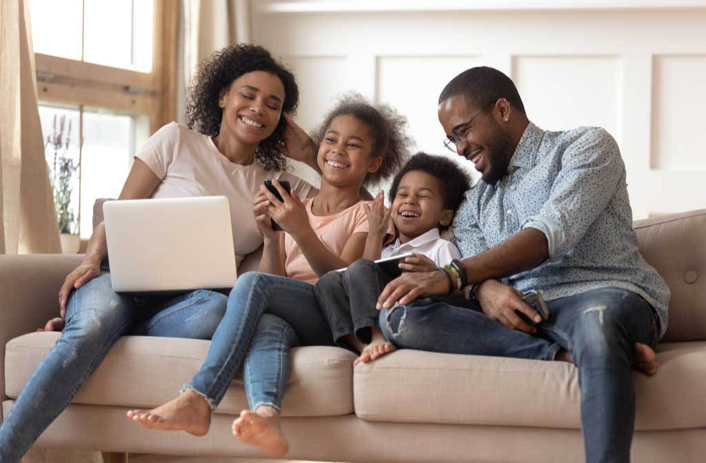 cheerful african american parents