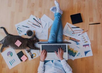 creative home work space concept girl