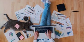 creative home work space concept girl