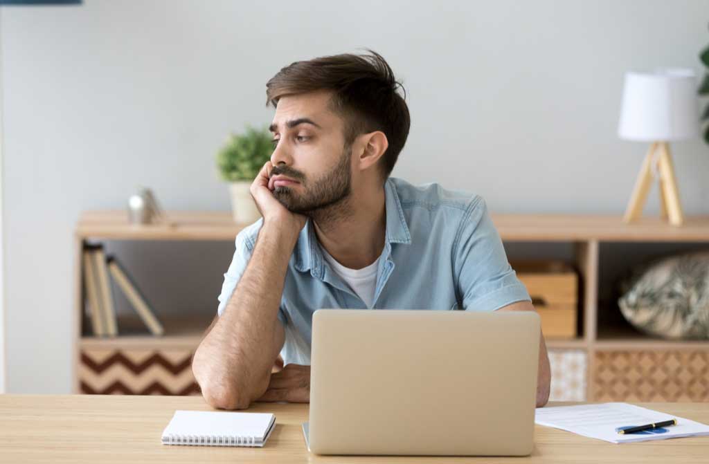 tired male student worker